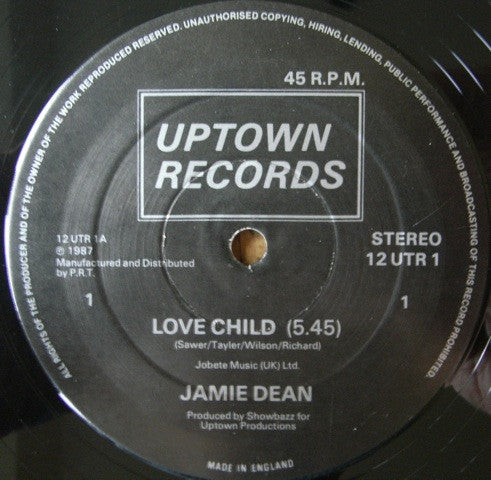 Jamie Dean - Love Child / Uptown (Instrumental) [12 Inch Single] [Second Hand]