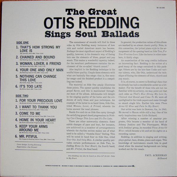 Redding, Otis - Sings Soul Ballads [Vinyl] [Second Hand]