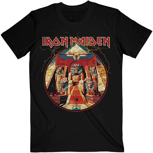 Iron Maiden - Powerslave Lightning Circle (Black) Larg [T-Shirt]