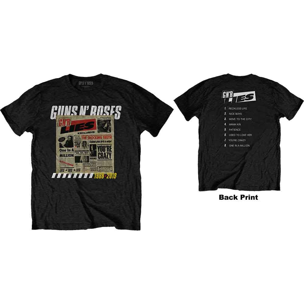 Guns N' Roses - Lies Tracklist (Black) Xl [T-Shirt]