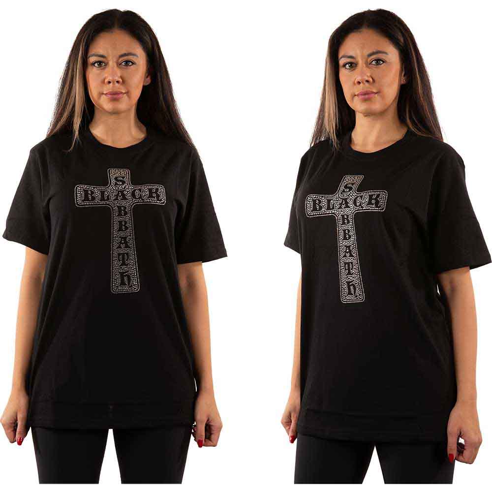 Black Sabbath - Cross Diamante (Black) Medium [T-Shirt]