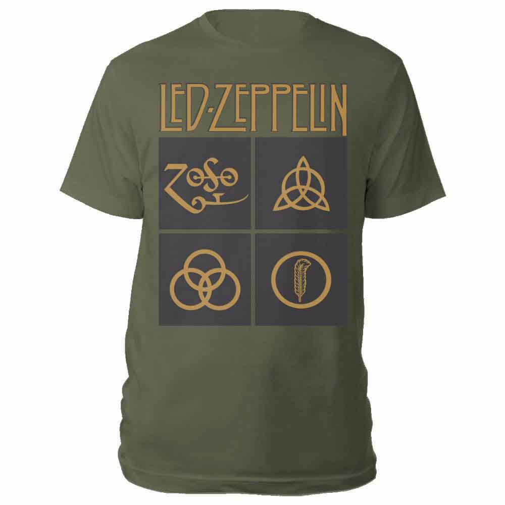 Led Zeppelin - Gold Symbols In Black (Green) Medium [T-Shirt]