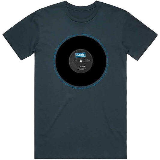 Oasis - Live Forever Single (Denim Blue) Large [T-Shirt]