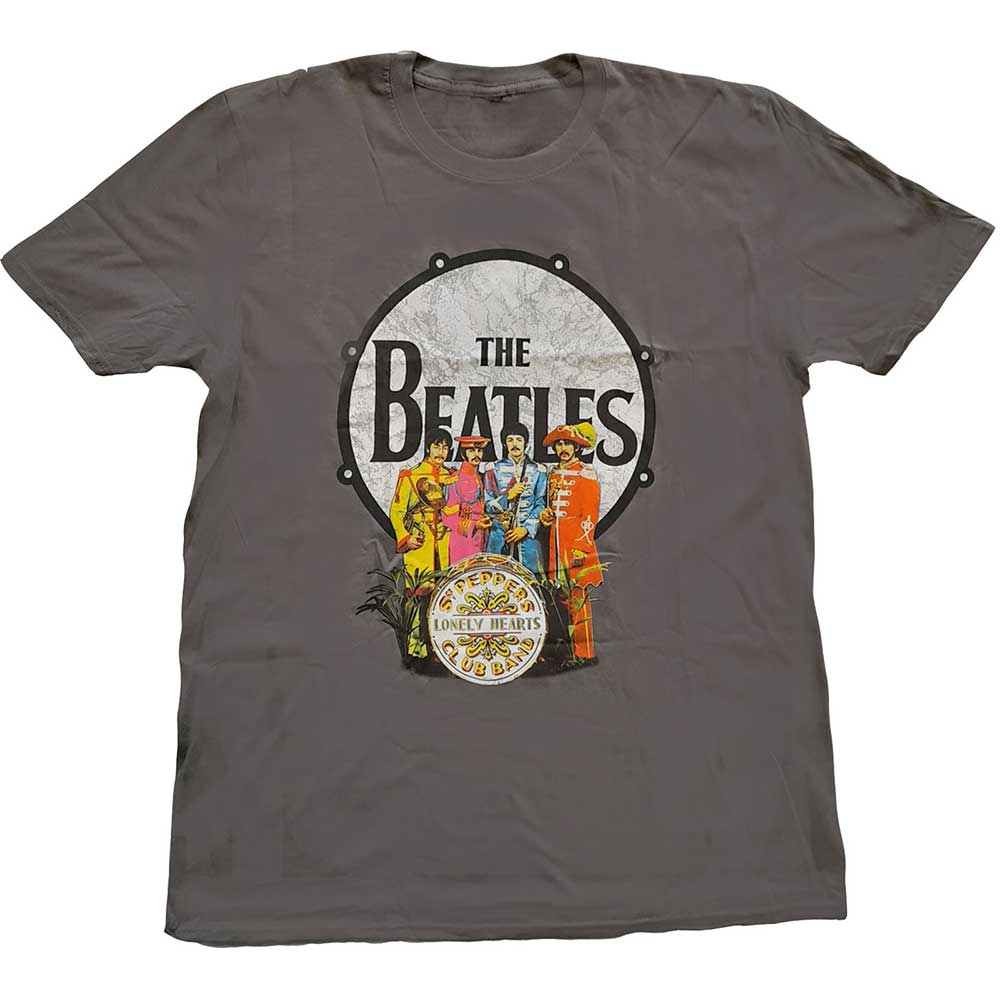 Beatles - Sgt Pepper and Drum (Charcoal Grey) Small [T-Shirt]