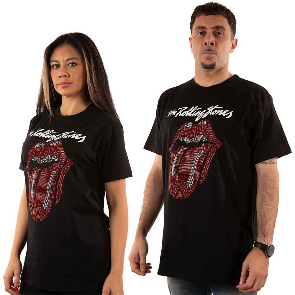 Rolling Stones - Logo and Tongue Diamante (Black) Large [T-Shirt]