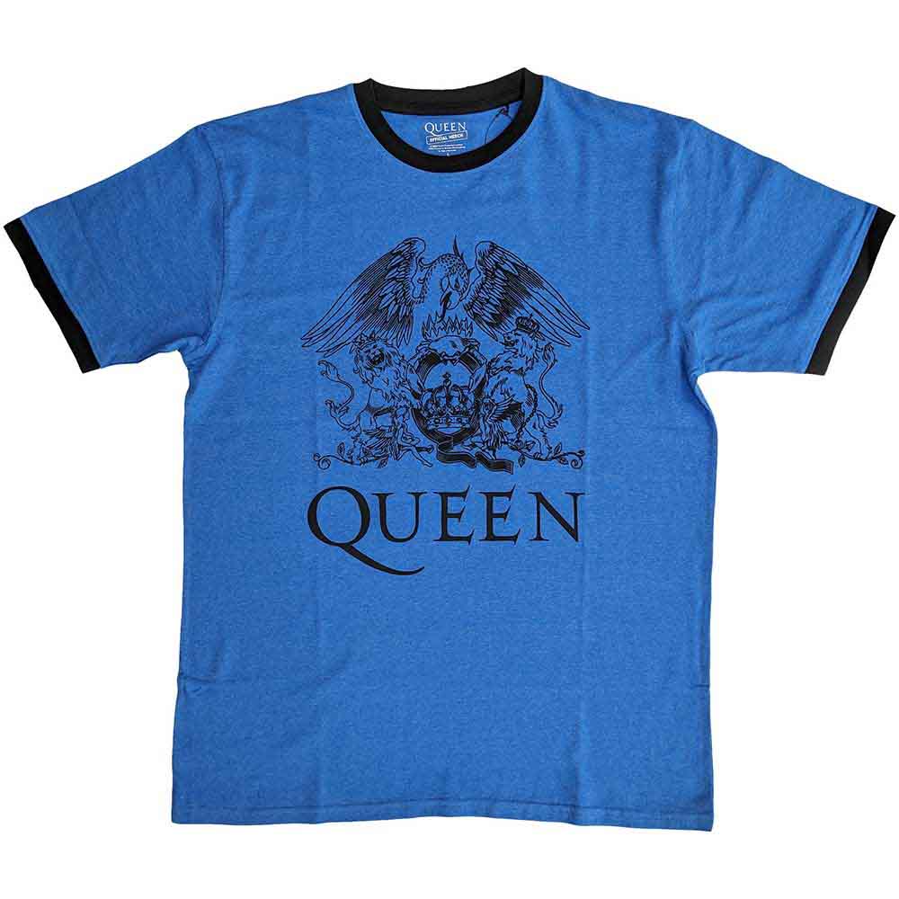 Queen - Crest Logo Ringer (Blue) XL [T-Shirt]