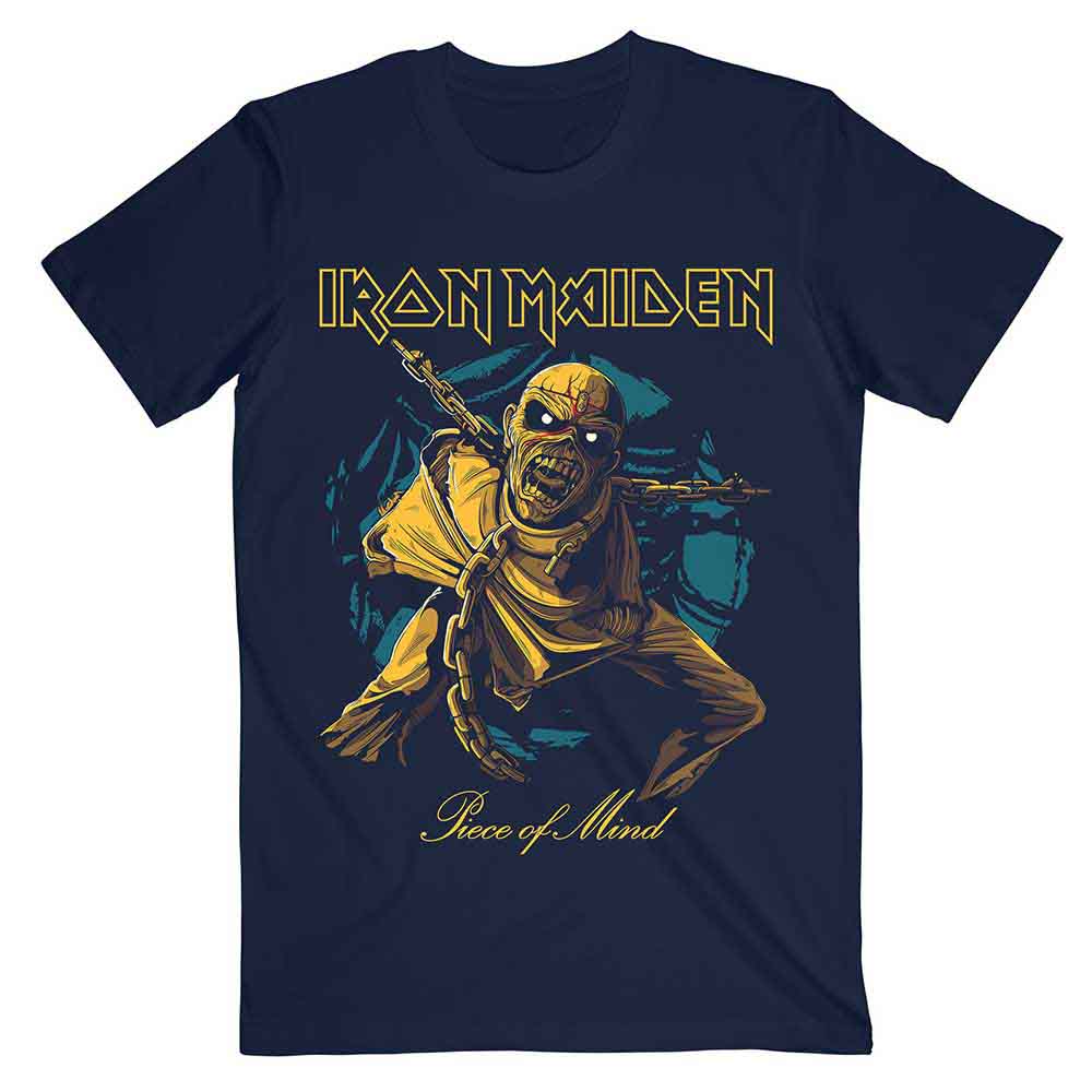 Iron Maiden - Piece Of Mind Gold Eddie (Navy) Medium [T-Shirt]