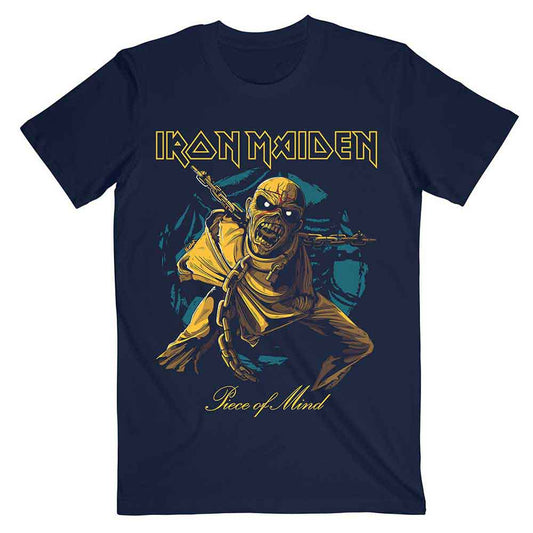 Iron Maiden - Piece Of Mind Gold Eddie (Navy) Large [T-Shirt]