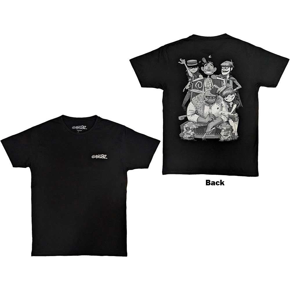 Gorillaz - Pocket Spray George Group (Black) Large [T-Shirt]