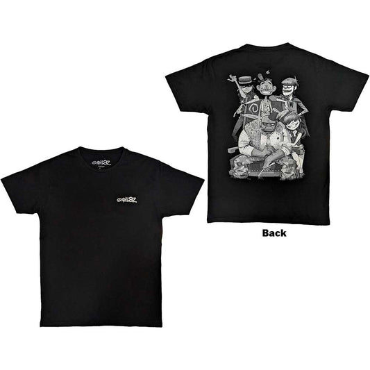 Gorillaz - Pocket Spray George Group (Black) Large [T-Shirt]