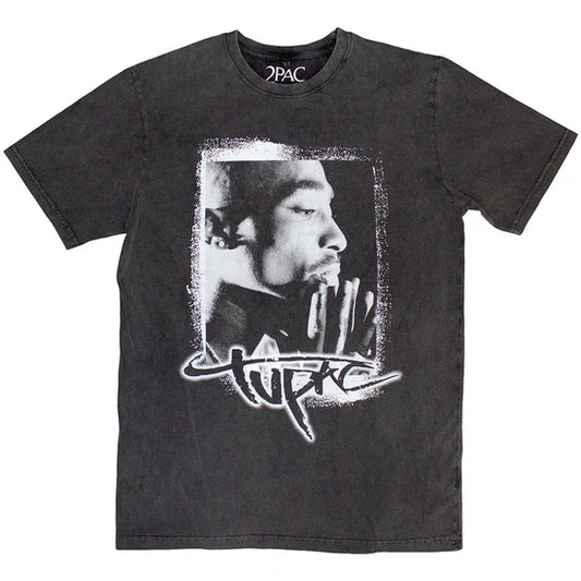 Tupac - Spray Photo Stonewash (Charcoal) Large [T-Shirt]