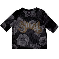 Ghost - Logo and Roses (Black) Mesh Top S [T-Shirt]