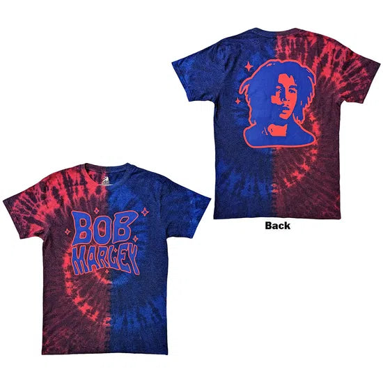 Marley, Bob - Trippy Text (Red and Blue Dip-Dye) Large [T-Shirt]