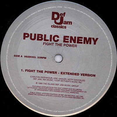 Public Enemy - Fight The Power [12 Inch Single] [Second Hand]