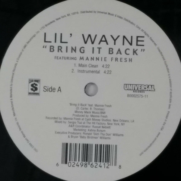Lil Wayne - Bring It Back [12 Inch Single]