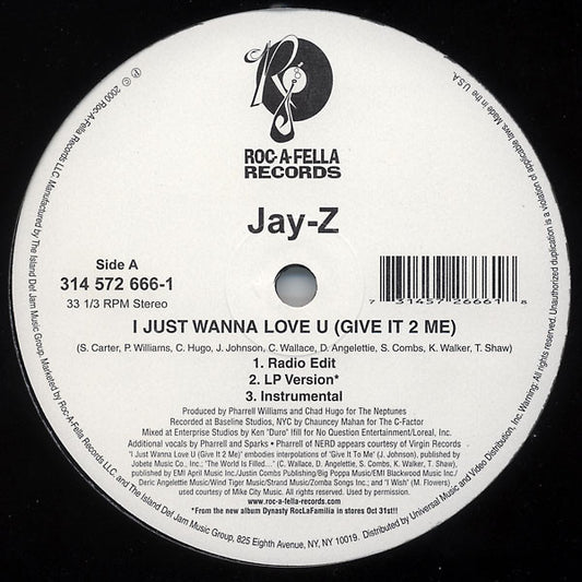 Jay-Z - I Just Wanna Love U (Give It 2 Me) / Par [12 Inch Single] [Second Hand]