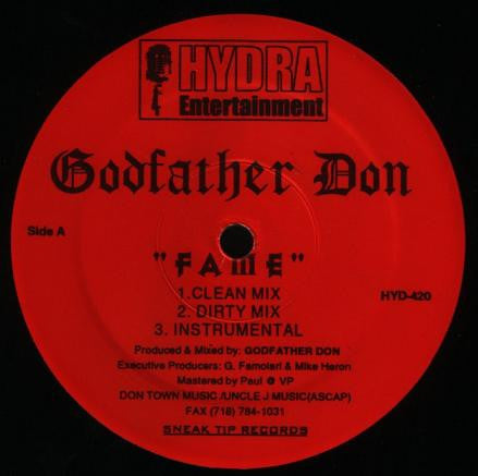 Godfather Don - Fame / Da Bomb Baby [12 Inch Single] [Second Hand]