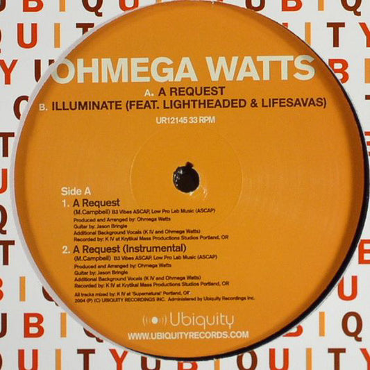 Ohmega Watts - A Request / Illuminate [12 Inch Single] [Second Hand]