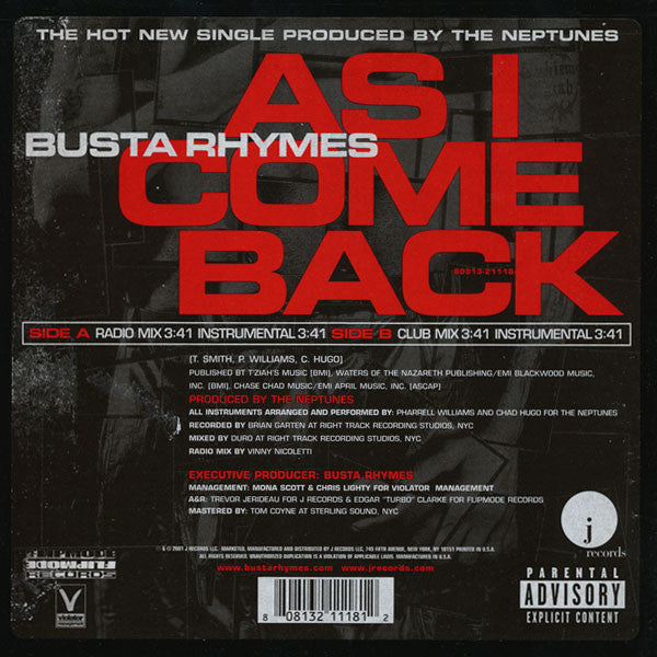 Busta Rhymes - As I Come Back [12 Inch Single] [Second Hand]