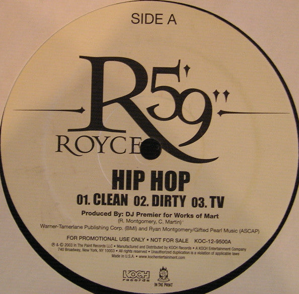 Royce Da 5'9 Inch Ft Dj Premier - Hip Hop / Throwback [12 Inch Single] [Second Hand]