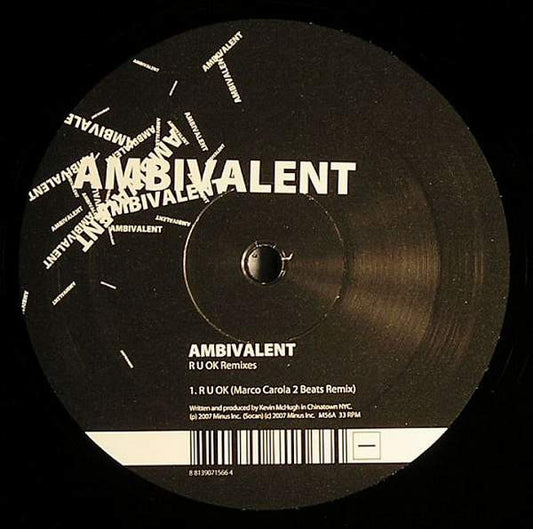 Ambivalent - R U Ok?: Marco Carola 2 Beats Remix / [12 Inch Single] [Second Hand]