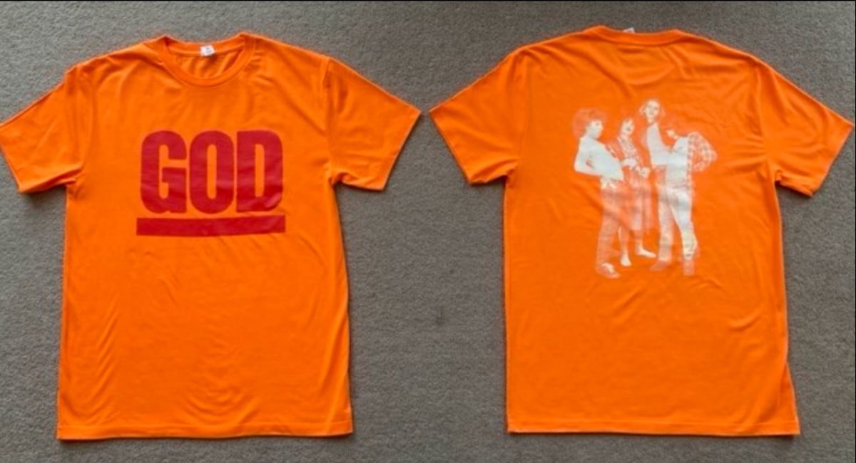 God - Logo With Back Print (Orange) Large [T-Shirt]