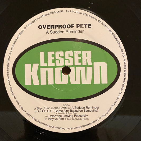 Overproof Pete - A Sudden Reminder [12 Inch Single]