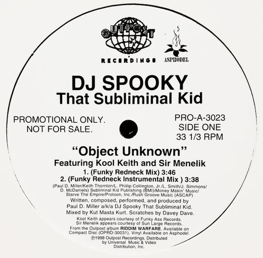 Dj Spooky - Object Unknown Feat. Kool Keith An D Sir [12 Inch Single] [Second Hand]