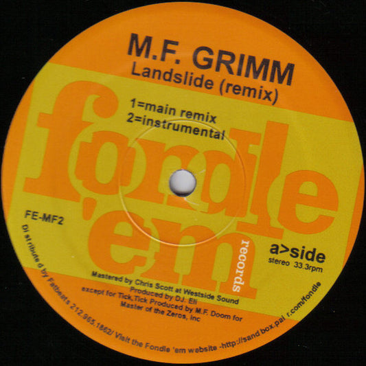 Mf Grimm - Landslide / Tick, Tick [12 Inch Single] [Second Hand]