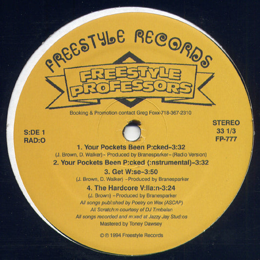 Freestyle Professors - Your Pockets Been Picked/ Get Wise [12 Inch Single] [Second Hand]