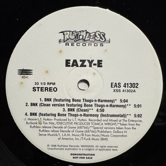 Eazy-E - Bnk / 24 Hrs To Live (Remix) [12 Inch Single] [Second Hand]